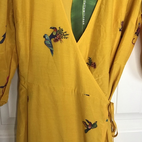 NWT Farm Rio Jungle Tucanos Silk Blend Wrap Dress Size X-Small. - Picture 5 of 11